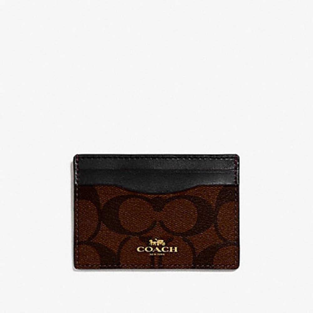 LAST 1👏🏻COACH CARD CASE IN SIGNATURE CANVAS F63279 IM/BROWN/BLACK